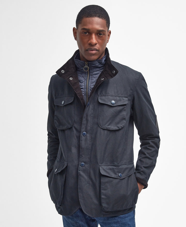 Barbour Ogston Waxed Jacket – Blauw-100% katoen-HEREN JASSEN & JACKS-Blauw