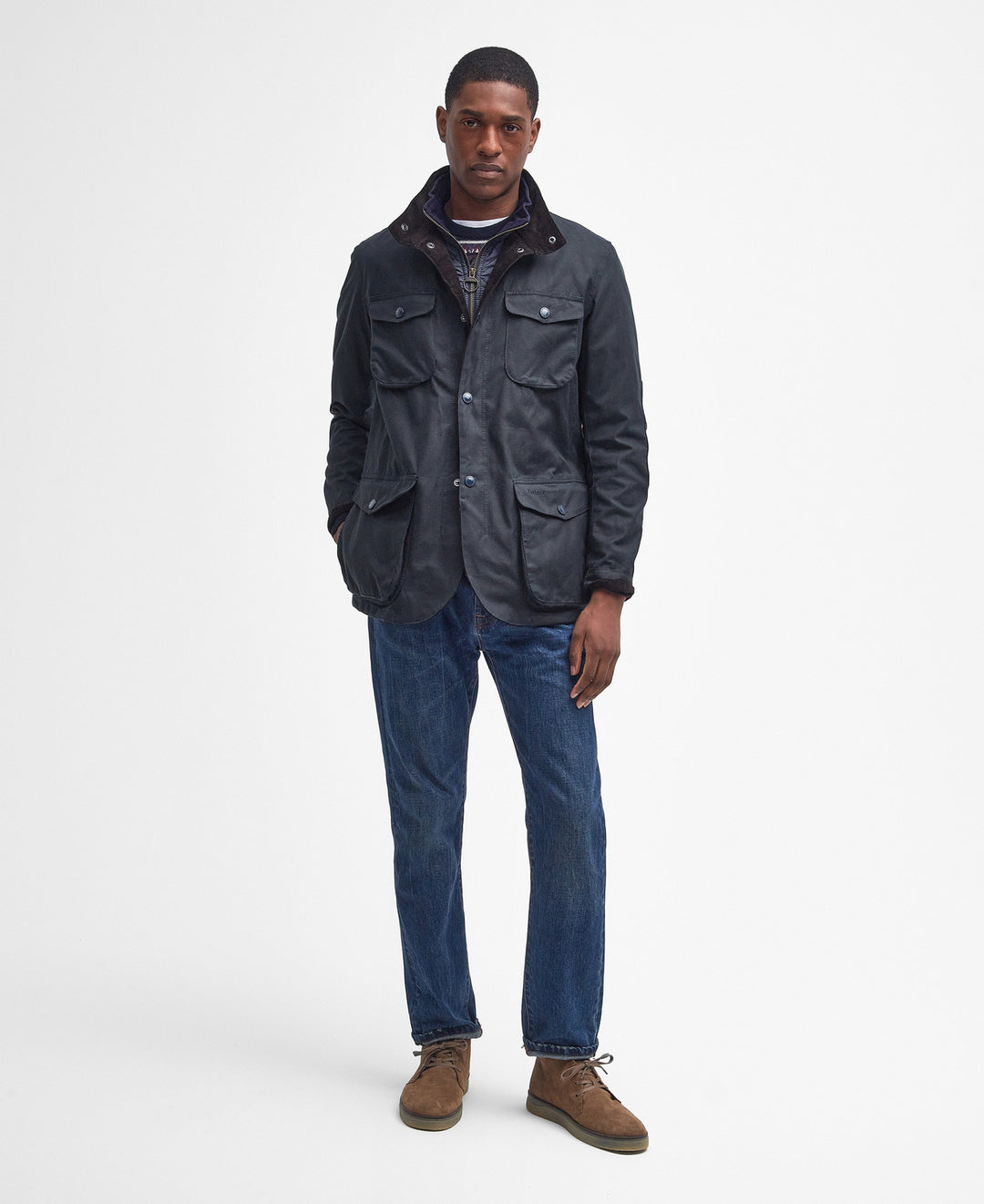 Barbour Ogston Waxed Jacket – Blauw-100% katoen-HEREN JASSEN & JACKS-Blauw