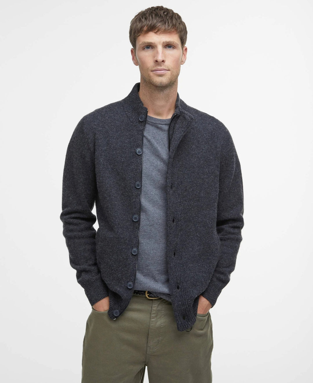 Barbour Patch Zip Vest – Antraciet-100% wol-HEREN TRUIEN & VESTEN-Antraciet