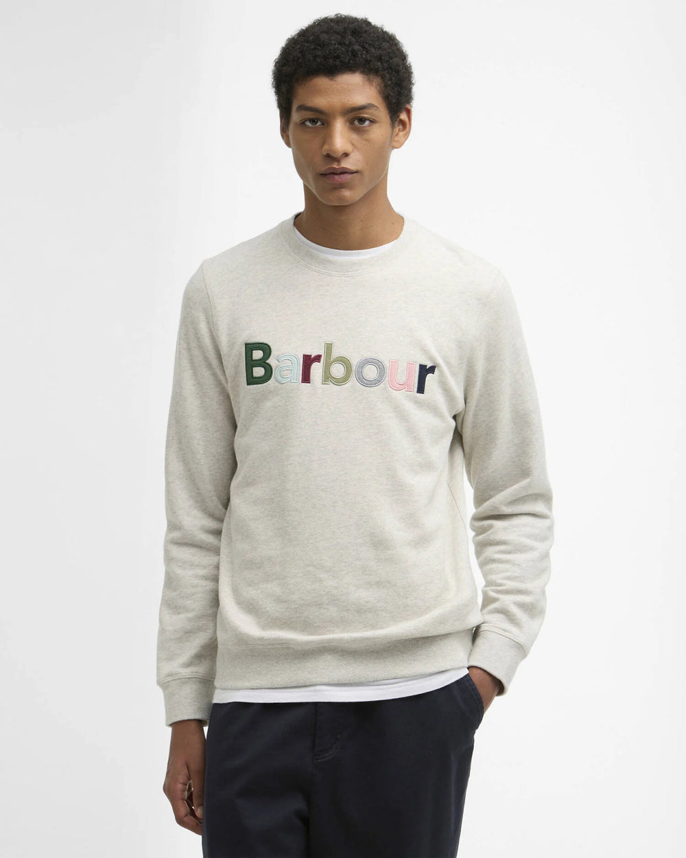 Barbour Pique Logo Sweatshirt – Beige-100% katoen-HEREN TRUIEN & VESTEN-Beige