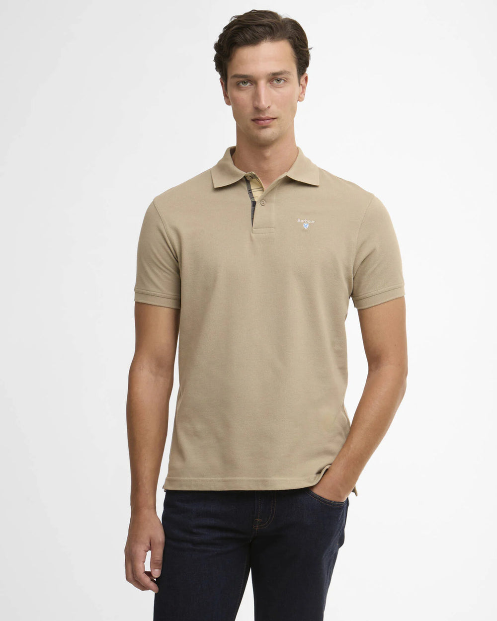 Barbour Tartan Pique Polo Shirt – Beige-100% katoen-HEREN POLO'S & T-SHIRTS-Beige