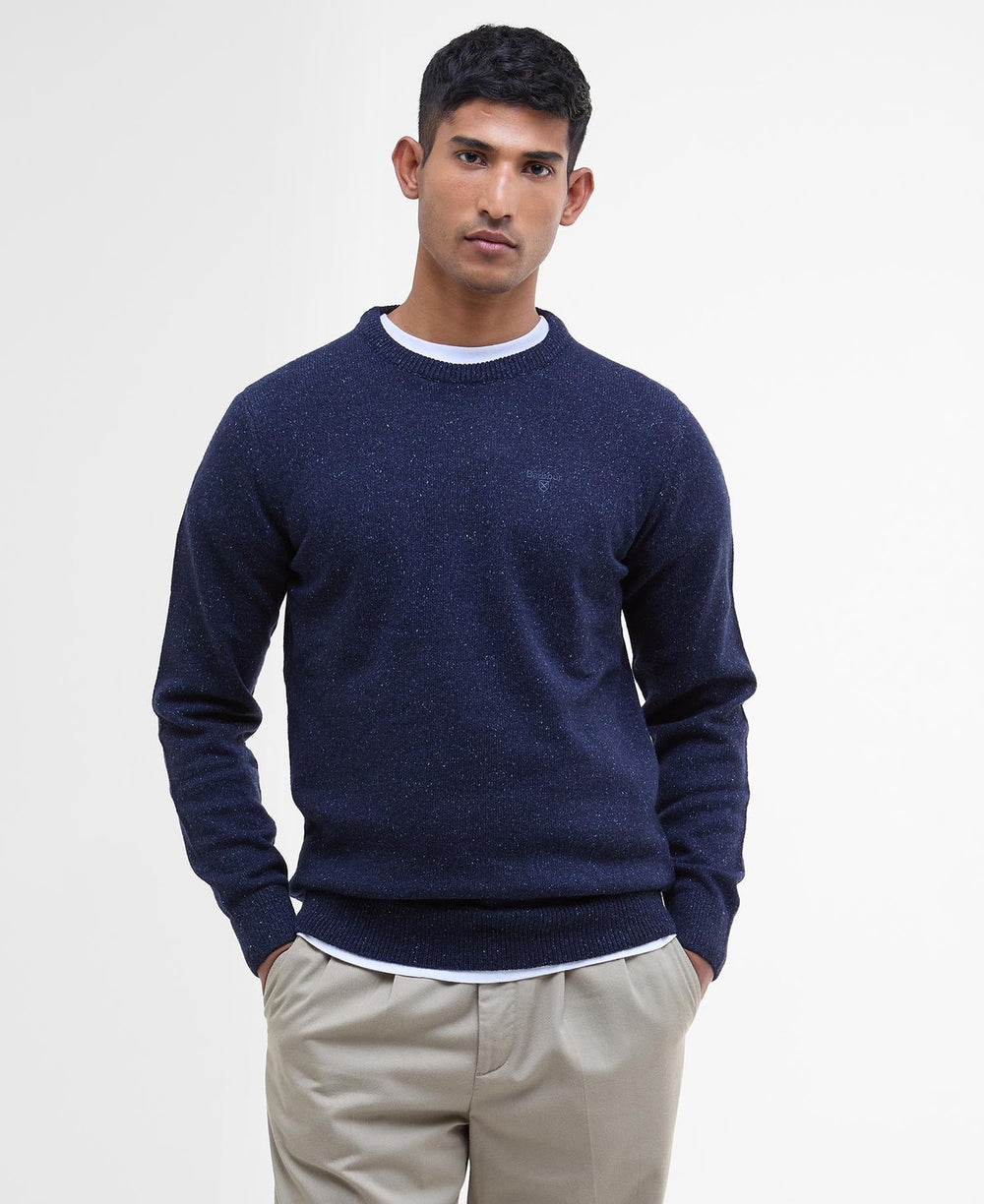 Barbour Tisbury Crew Neck Trui – Blauw-60% wol, 23% polyamide, 8% viscose, 8% zijde, 1% polyester-HEREN TRUIEN & VESTEN-Blauw