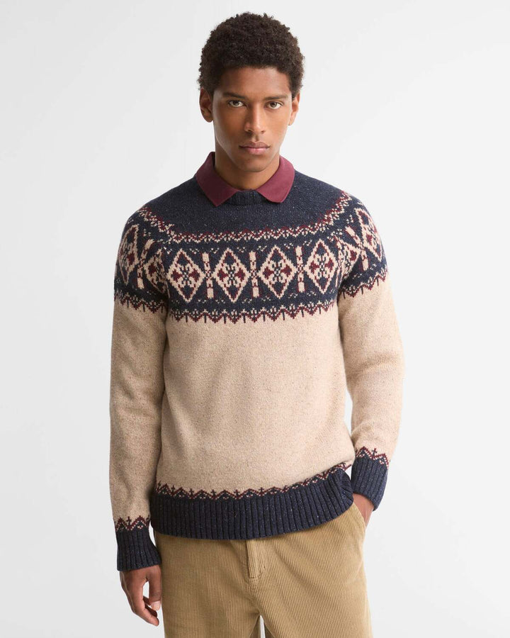 Barbour Tisbury Fair Isle Trui – Blauw-60% wol, 23% polyamide, 8% viscose, 8% zijde, 1% polyester-HEREN TRUIEN & VESTEN-B