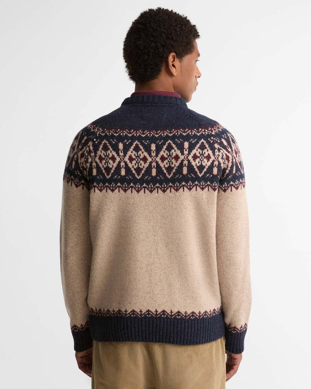 Barbour Tisbury Fair Isle Trui – Blauw-60% wol, 23% polyamide, 8% viscose, 8% zijde, 1% polyester-HEREN TRUIEN & VESTEN-B