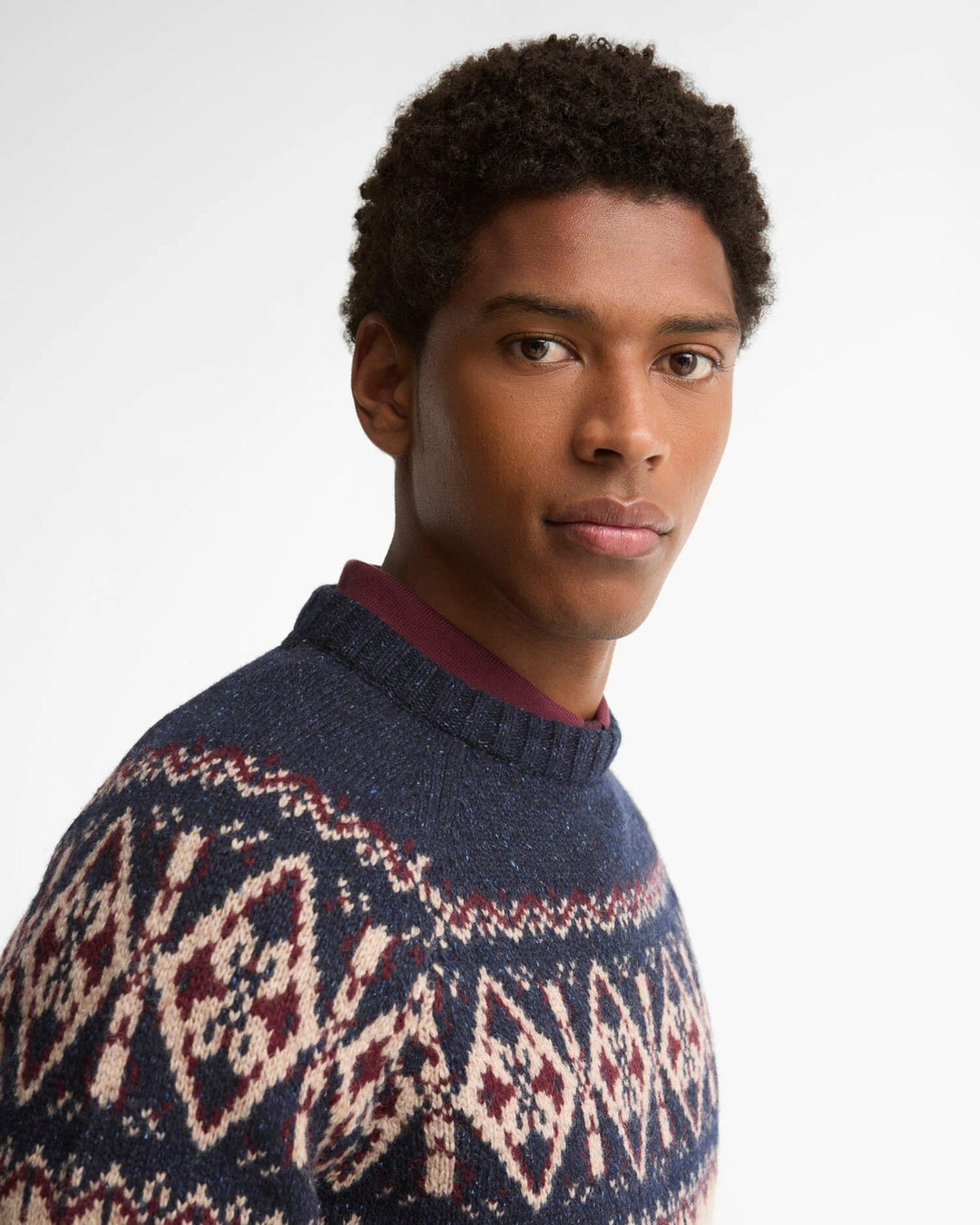Barbour Tisbury Fair Isle Trui – Blauw-60% wol, 23% polyamide, 8% viscose, 8% zijde, 1% polyester-HEREN TRUIEN & VESTEN-B