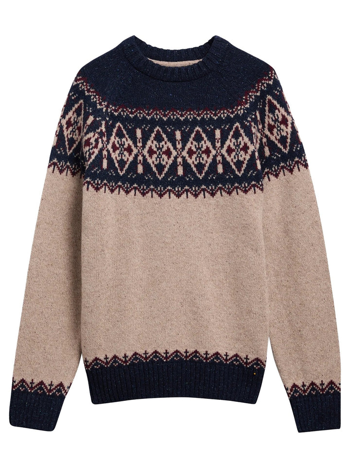 Barbour Tisbury Fair Isle Trui – Blauw-60% wol, 23% polyamide, 8% viscose, 8% zijde, 1% polyester-HEREN TRUIEN & VESTEN-B