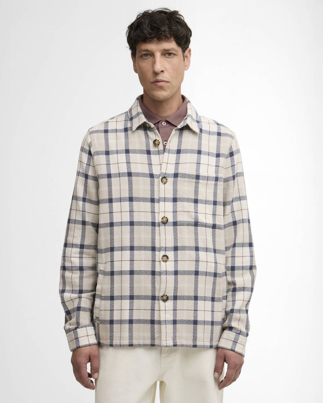 Barbour Vennel Textured Tartan Overshirt – Beige-100% katoen-HEREN SHIRTS-Beige