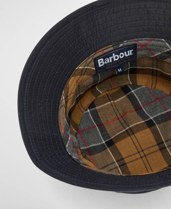 Barbour Waxed Bucket Hat – Blauw-100% waxed katoen-HEREN ACCESSOIRES-Blauw
