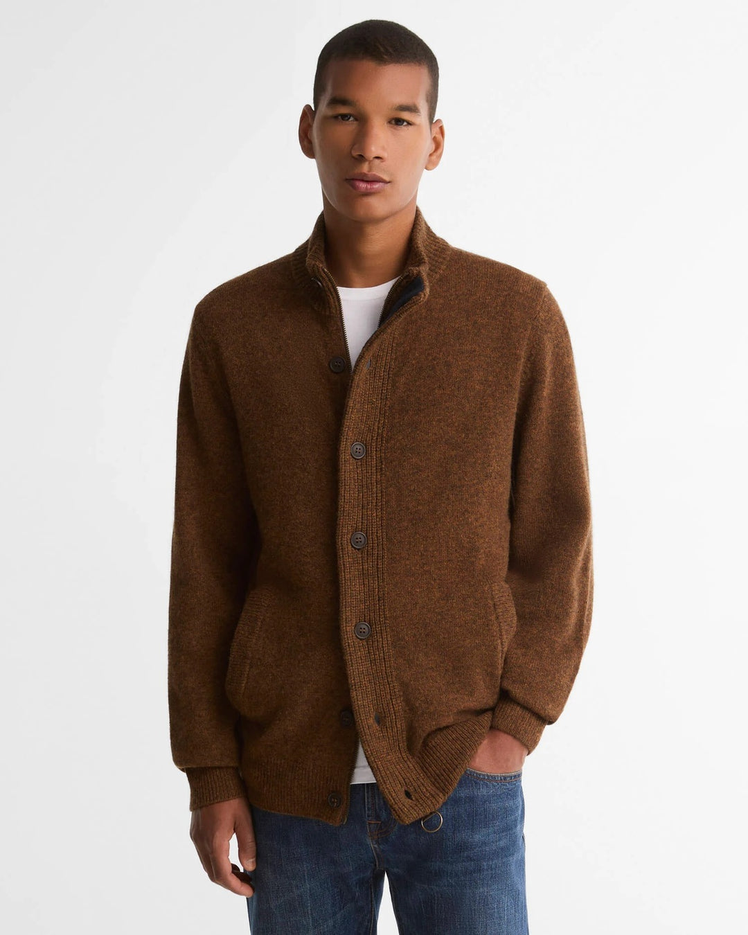 Barbour Wollen Cardigan – Bruin-100% wol-HEREN TRUIEN & VESTEN-Bruin