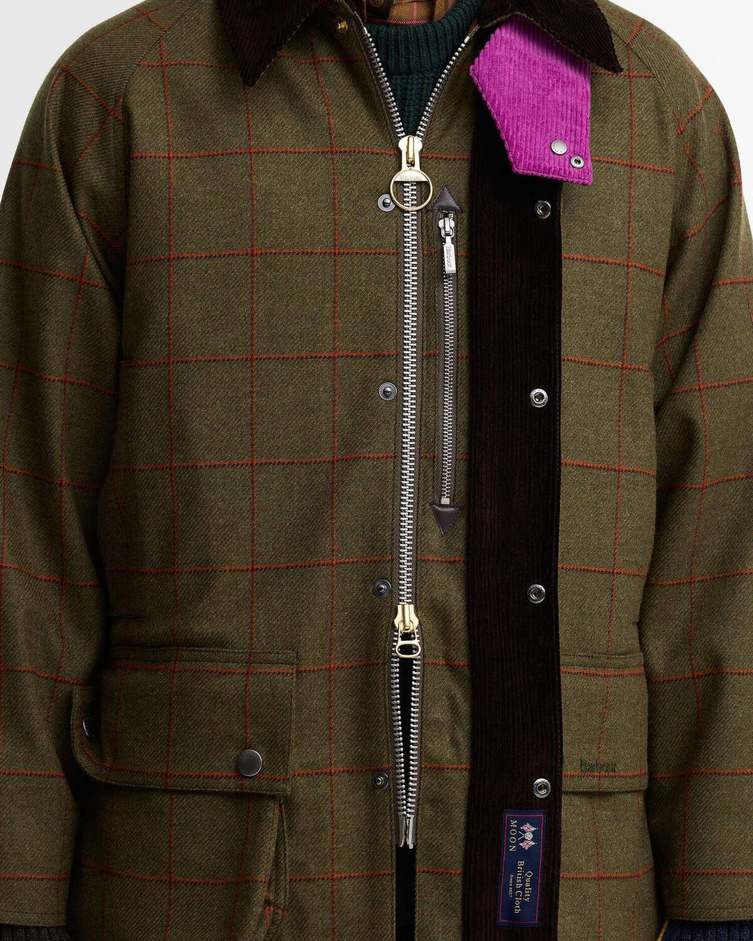 Barbour x Paul Smith Beaufort Wollen Jack – Groen-100% wol<br />Voering: 100% katoen-HEREN JASSEN & JACKS-Groen