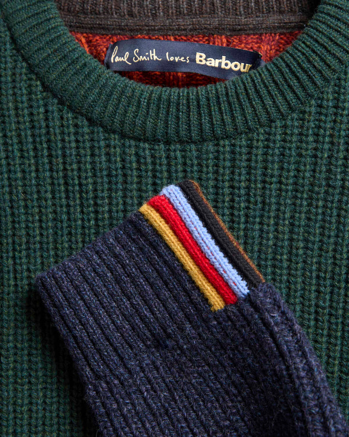 Barbour x Paul Smith Cable Tyne Trui – Groen-100% wol-HEREN TRUIEN & VESTEN-Groen