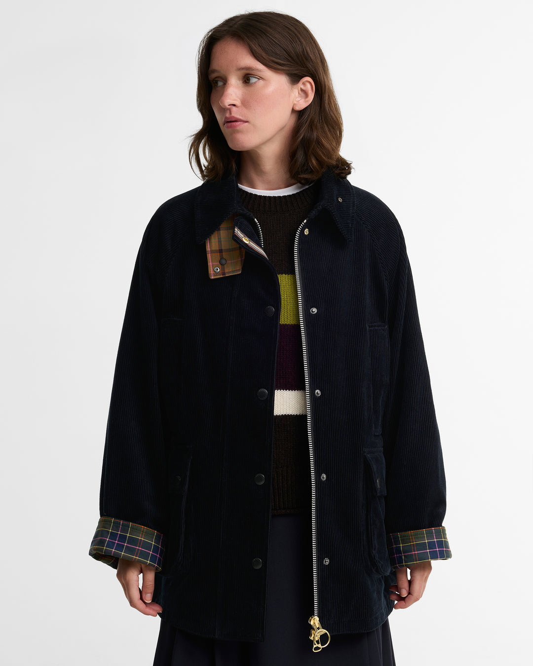 Barbour x Paul Smith Cord Beaufort Jack – Blauw-100% katoen-DAMES JASSEN & JACKS-Blauw