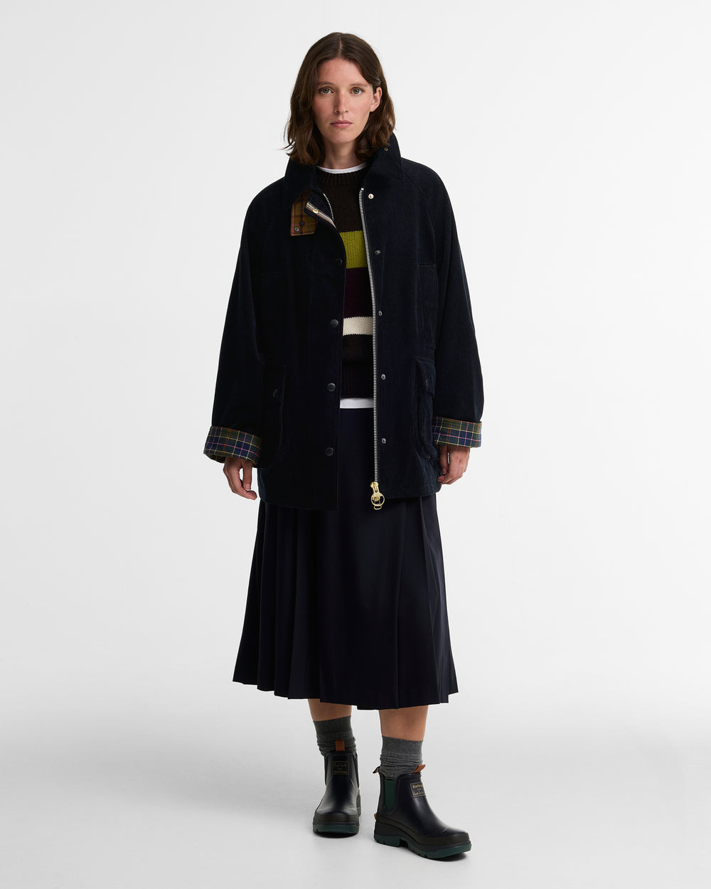 Barbour x Paul Smith Cord Beaufort Jack – Blauw-100% katoen-DAMES JASSEN & JACKS-Blauw