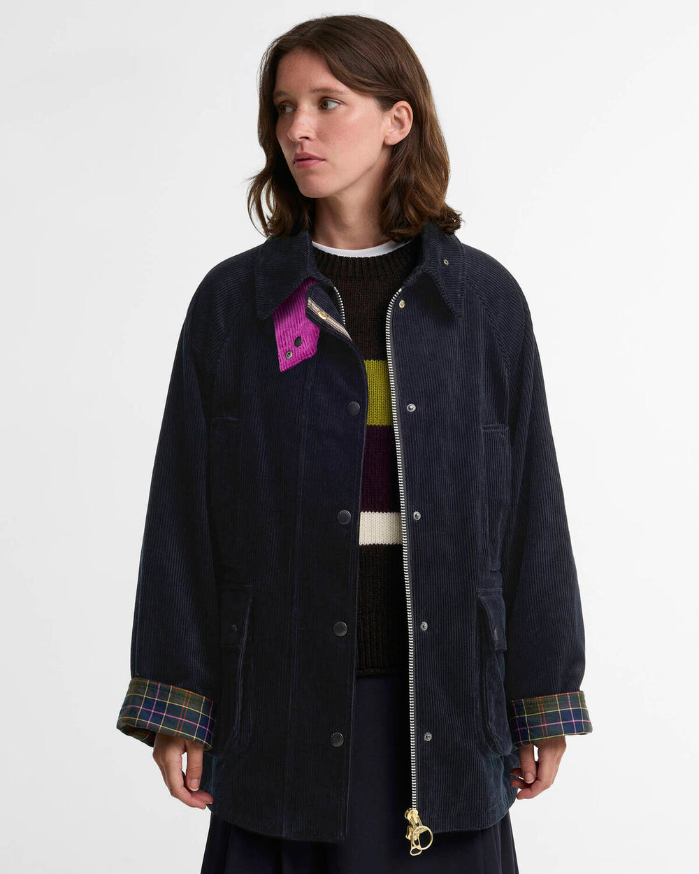 Barbour x Paul Smith Cord Beaufort Jack – Blauw-100% katoen-DAMES JASSEN & JACKS-Blauw