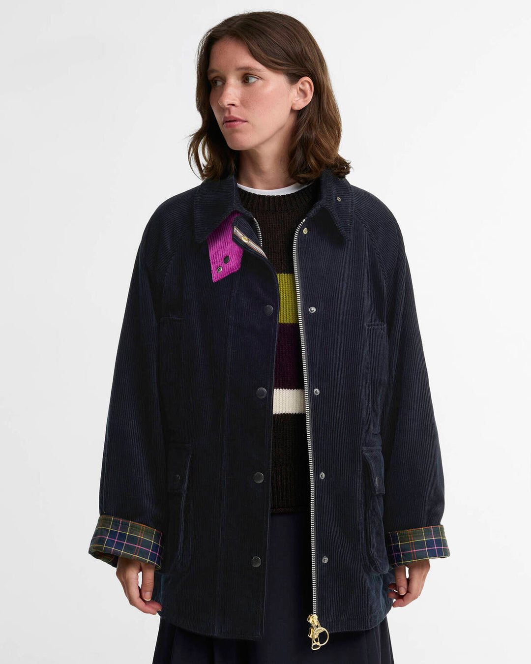 Barbour x Paul Smith Cord Beaufort Jack – Blauw-100% katoen-DAMES JASSEN & JACKS-Blauw