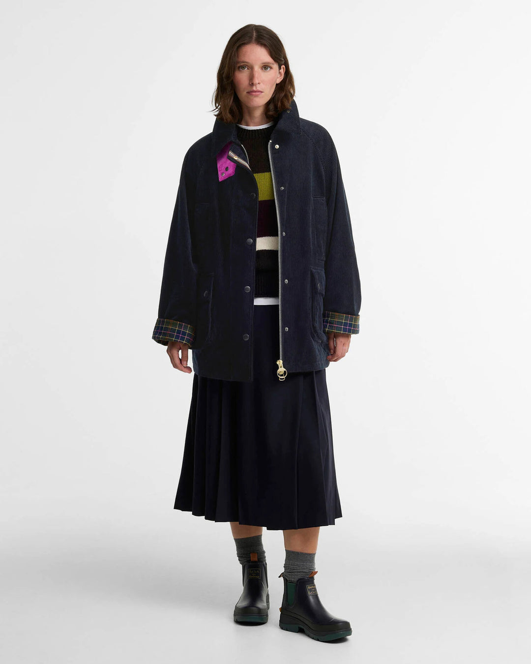 Barbour x Paul Smith Cord Beaufort Jack – Blauw-100% katoen-DAMES JASSEN & JACKS-Blauw