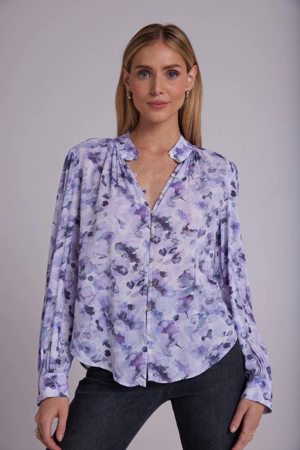 Bella Dahl blouse B4337-100% rayon-DAMES TOPS & BLOUSES-Paars