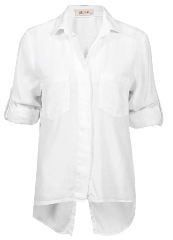 Bella Dahl blouse split back-100% lyocell-DAMES TOPS & BLOUSES-Wit