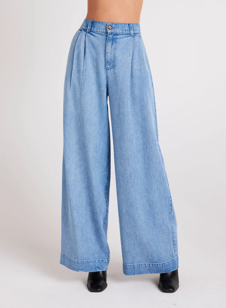 Bella Dahl geplooide wijde broek-100% TENCEL™ Lyocell-DAMES BROEKEN-Blauw