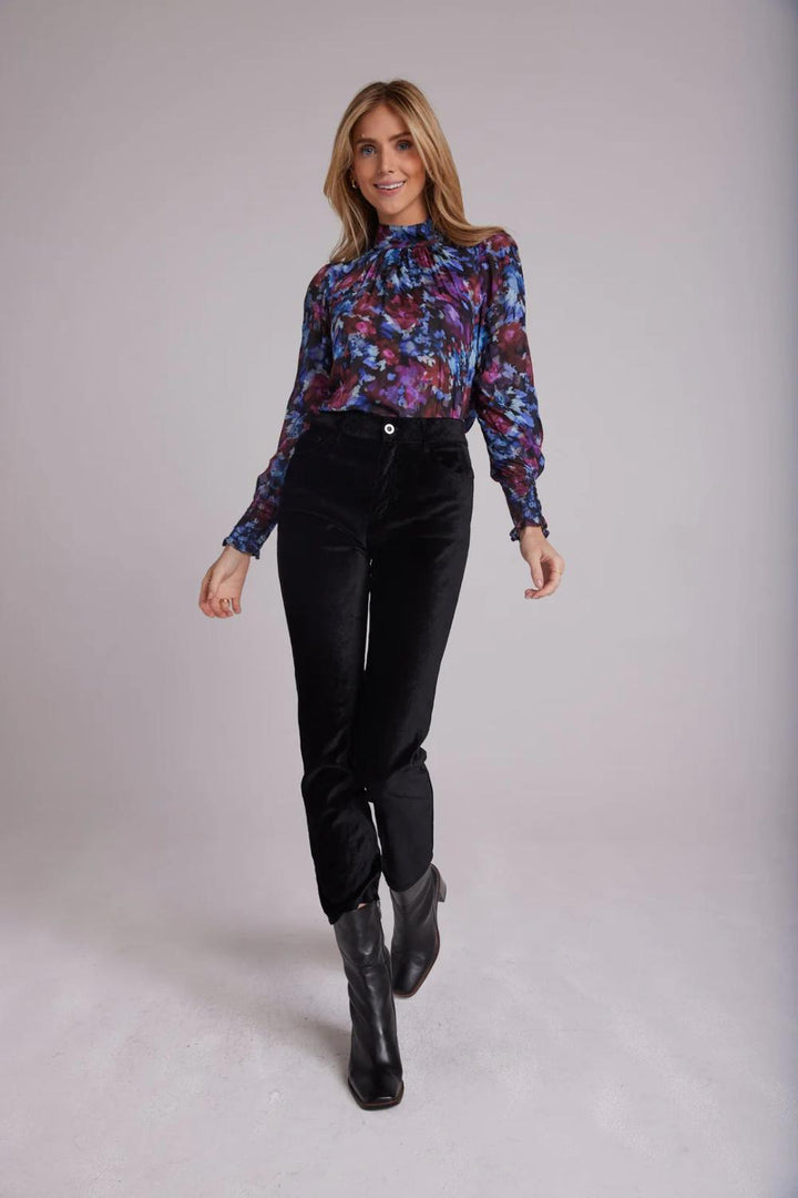 Bella Dahl gesmokte blouse-100% rayon-DAMES TOPS & BLOUSES-Paars