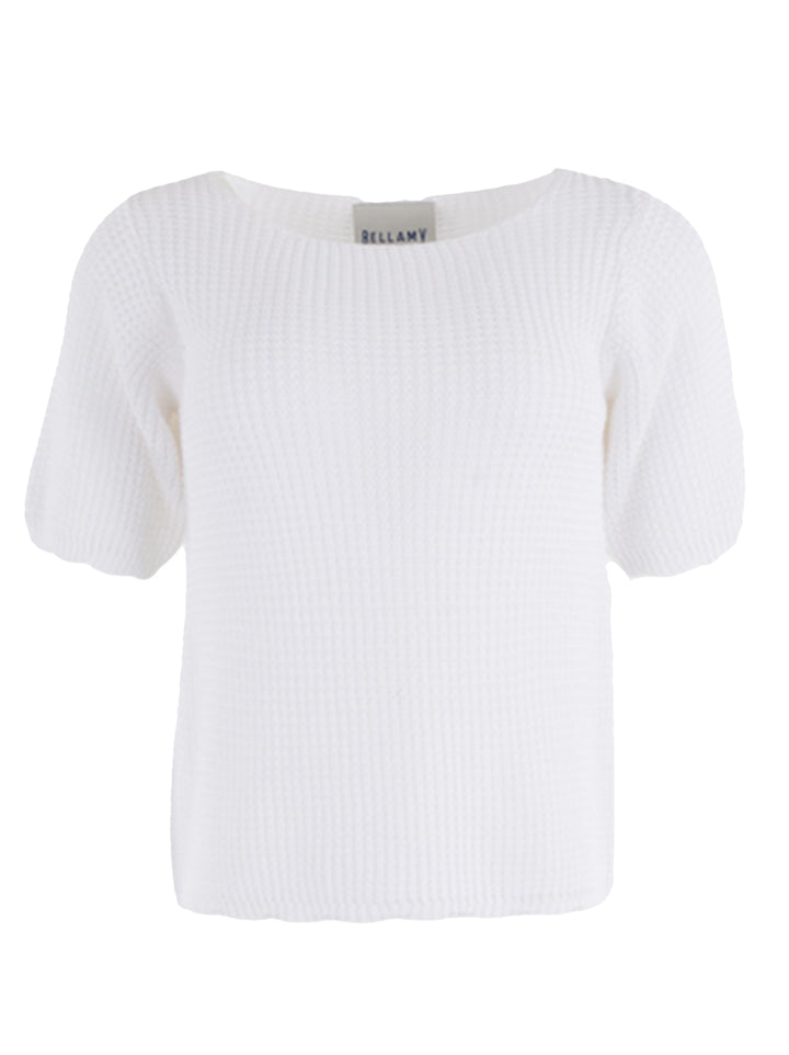 Bellamy Gallery gebreide trui EEF-100% katoen-DAMES TRUIEN & VESTEN-Wit