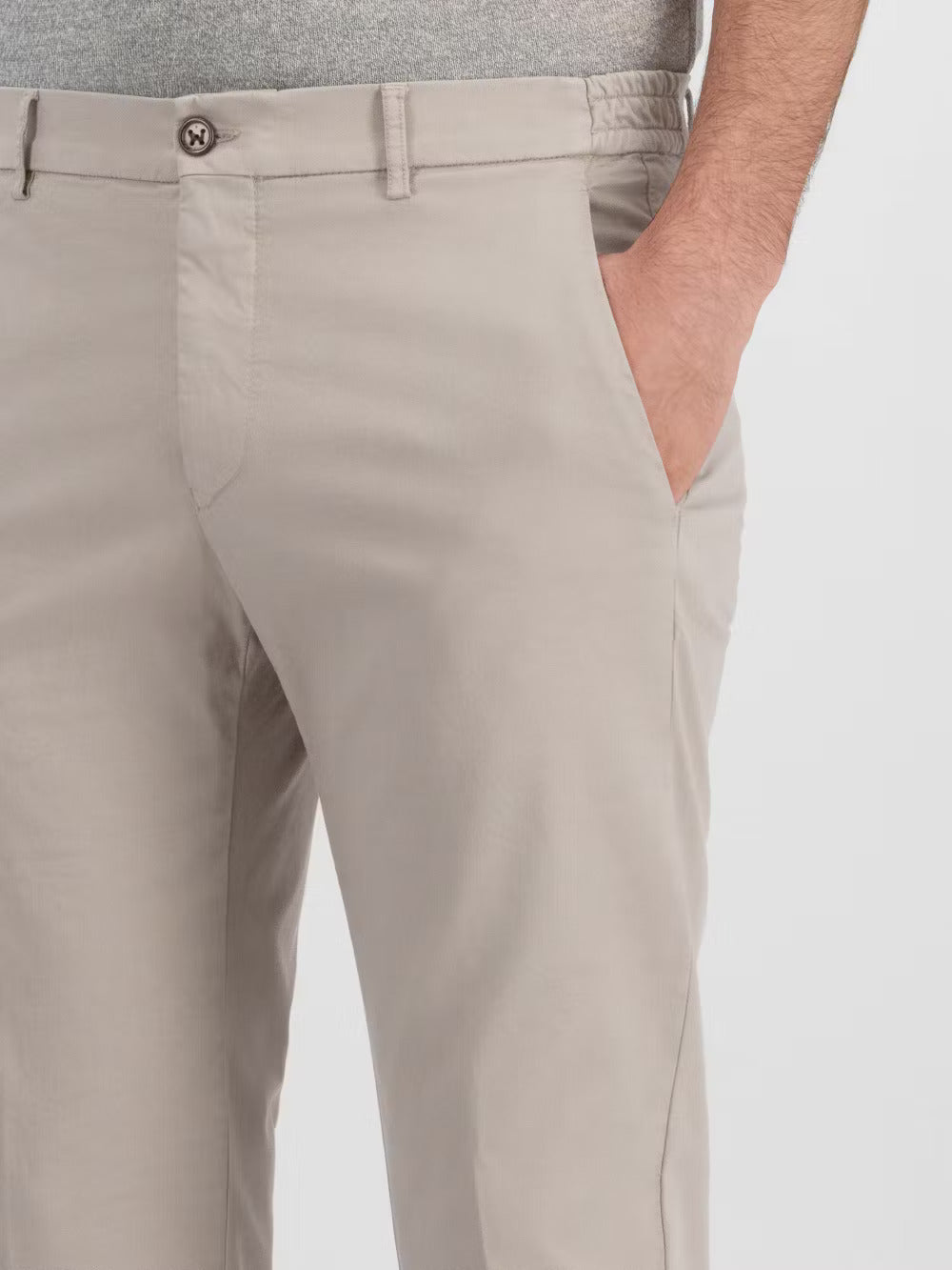  Berwich Morello Elax GD Slim Fit Chino – Grijs-58% lyocel, 40% katoen, 2% elastaan-HEREN BROEKEN-Grijs