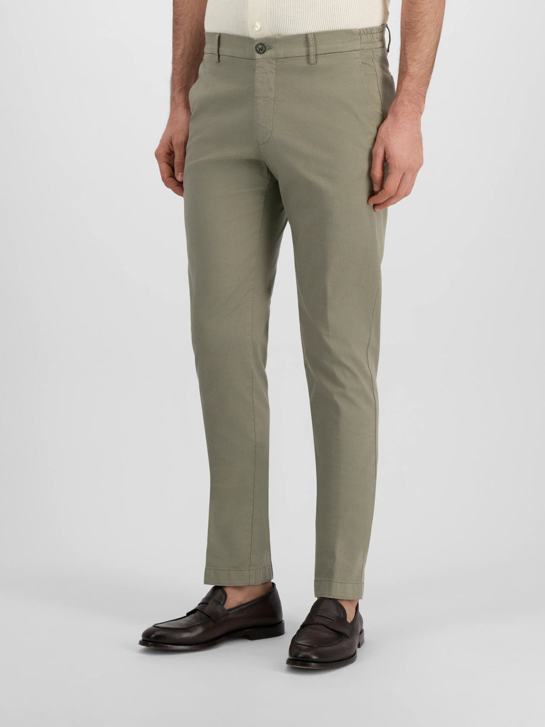 Berwich Morello Elax GD Slim Fit Chino – Groen-58% lyocel, 40% katoen, 2% elastaan-HEREN BROEKEN-Groen