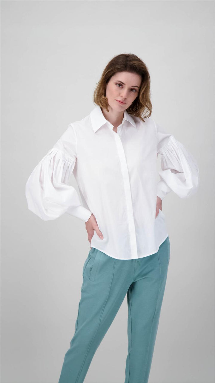 Better Rich BALLON BLOUSE-97% katoen | 3% elasthaan-DAMES TOPS & BLOUSES-Wit
