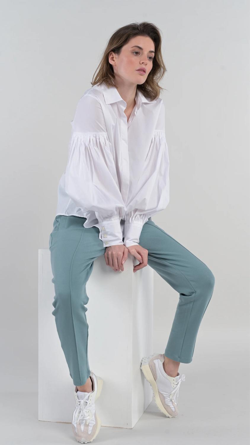 Better Rich BALLON BLOUSE-97% katoen | 3% elasthaan-DAMES TOPS & BLOUSES-Wit