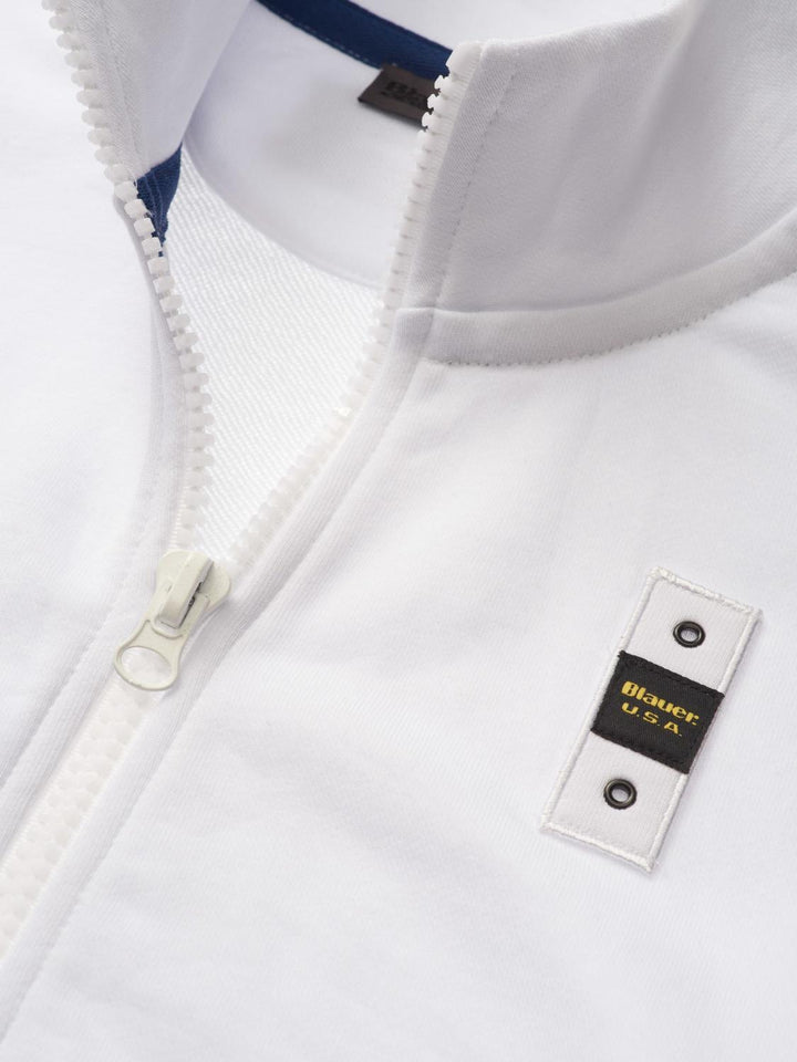 Blauer sweatvest met rits-100% katoen-HEREN TRUIEN & VESTEN-Wit