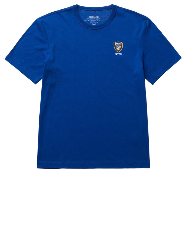 Blauer T-shirt MANICA CORTA-100% katoen-HEREN POLO'S & T-SHIRTS-Blauw