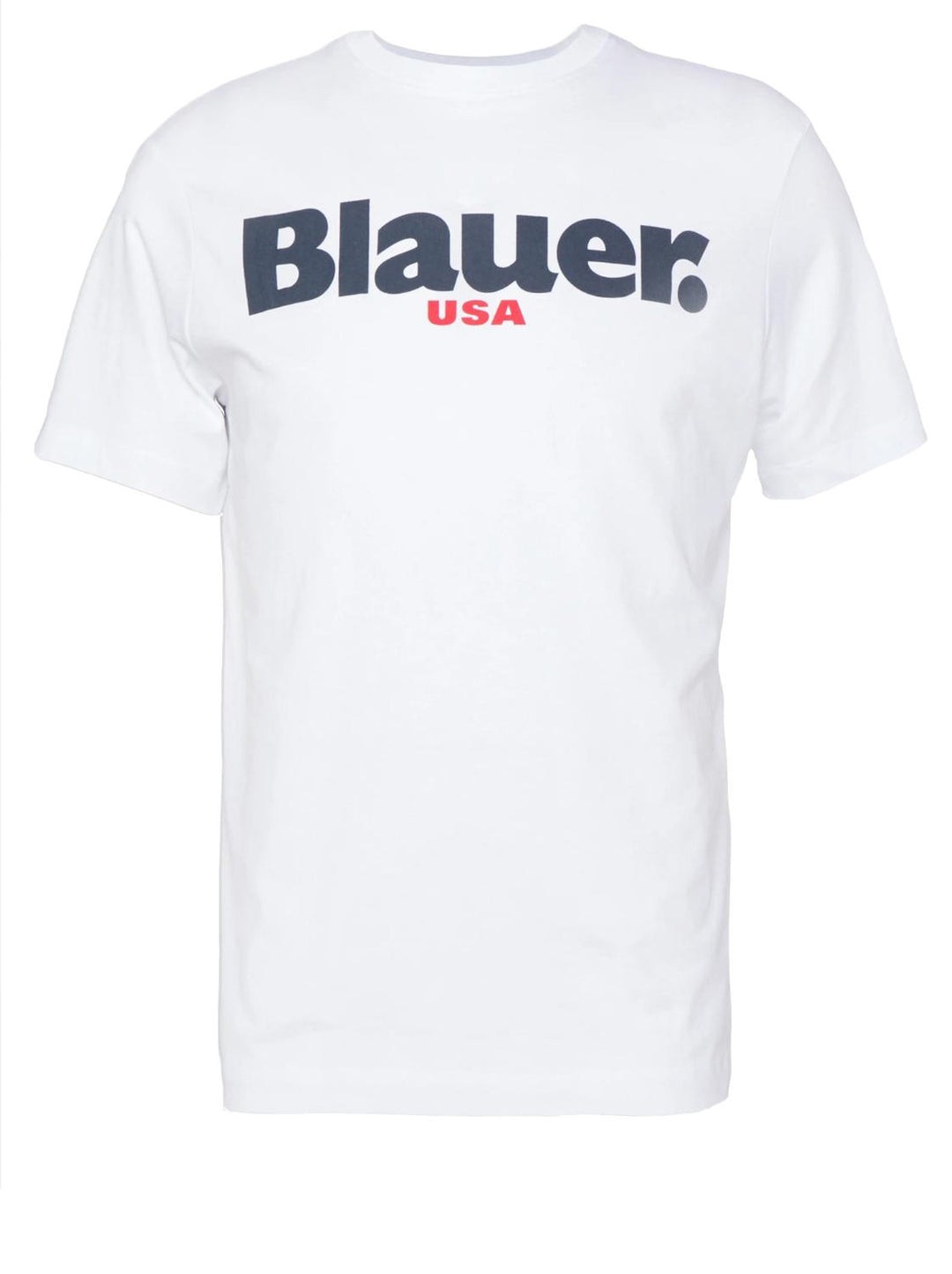 Blauer T-shirt wit-100% katoen-HEREN POLO'S & T-SHIRTS-Wit