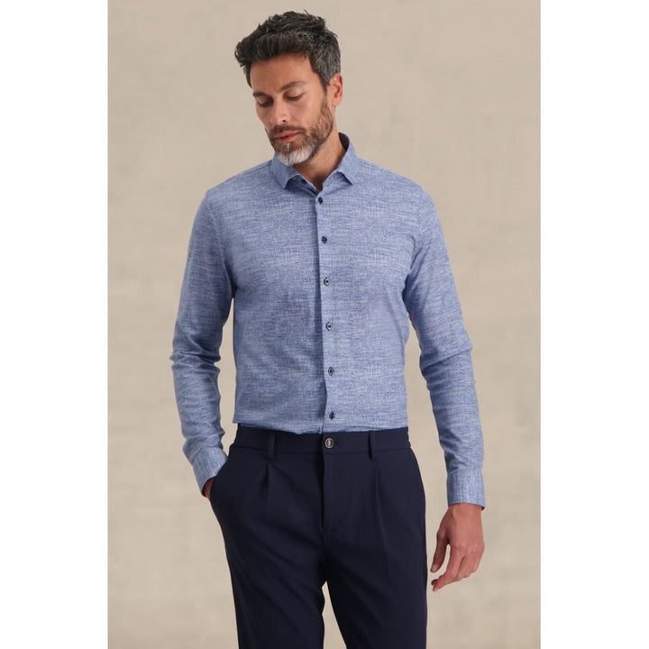 Blue Industry casual shirt-100% katoen-HEREN SHIRTS-Blauw