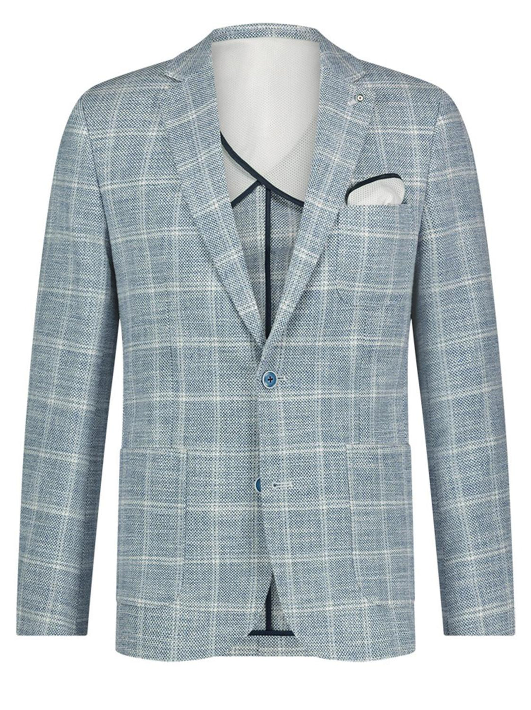 Blue Industry colbert Cobalt-84% katoen, 16% linnen-HEREN PAKKEN & COLBERTS-Blauw