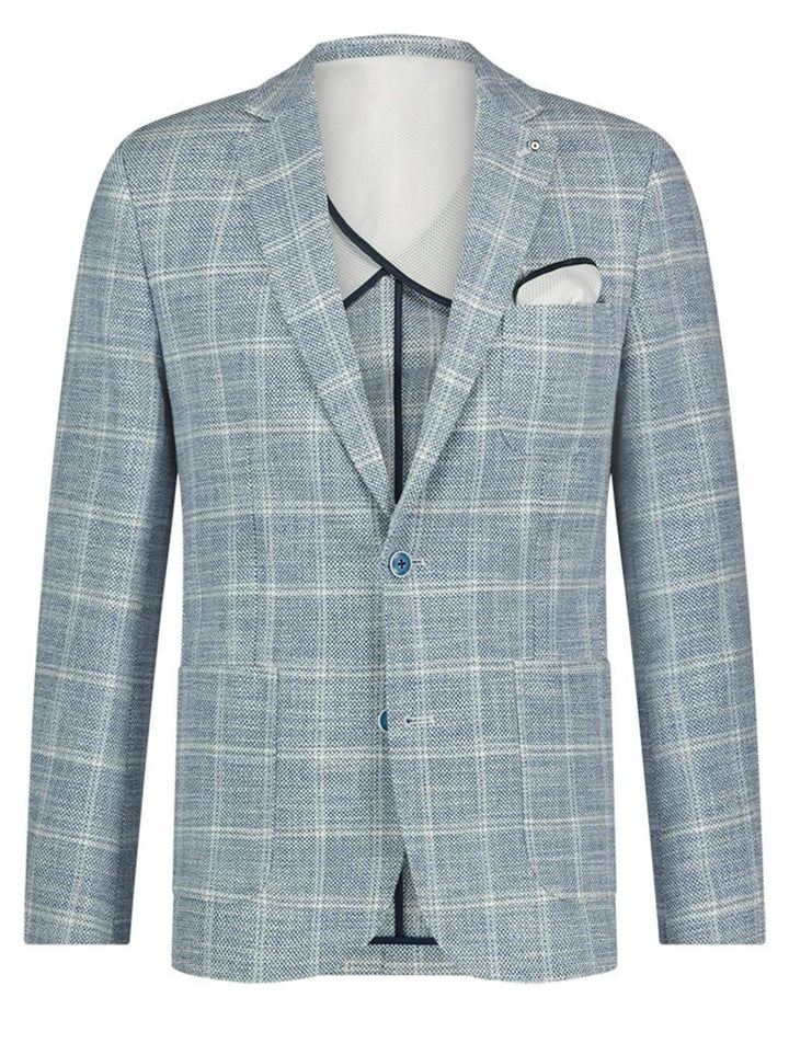 Blue Industry colbert Cobalt-84% katoen, 16% linnen-HEREN PAKKEN & COLBERTS-Blauw