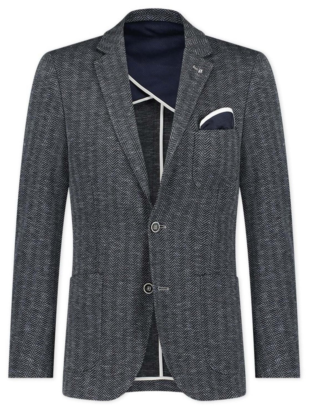 Blue Industry colbert visgraat-64% polyester, 20% viskose, 16% wol-HEREN PAKKEN & COLBERTS-Antraciet