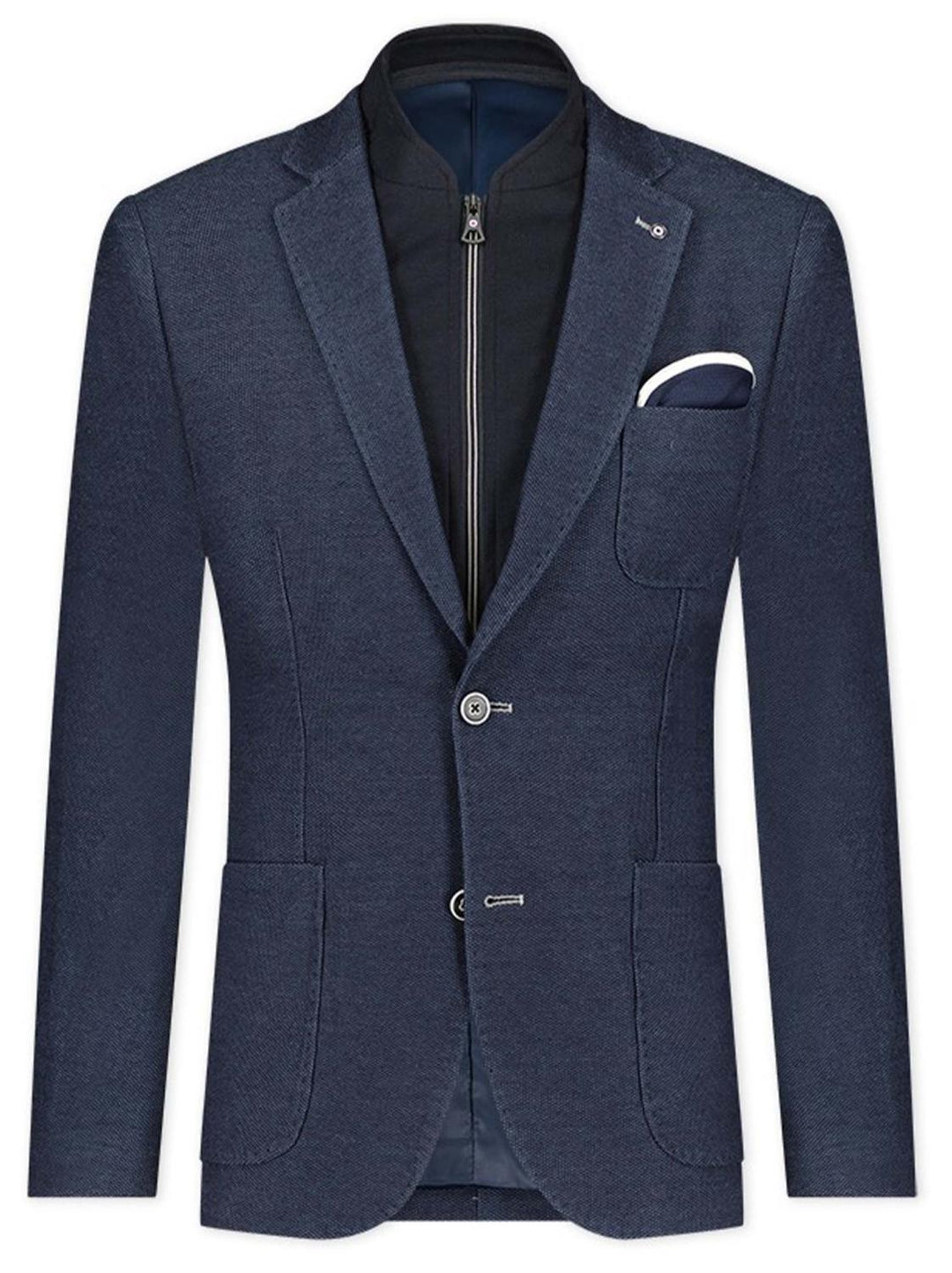 Blue Industry jersey colbert-55% polyester, 45% viskose-HEREN PAKKEN & COLBERTS-Blauw