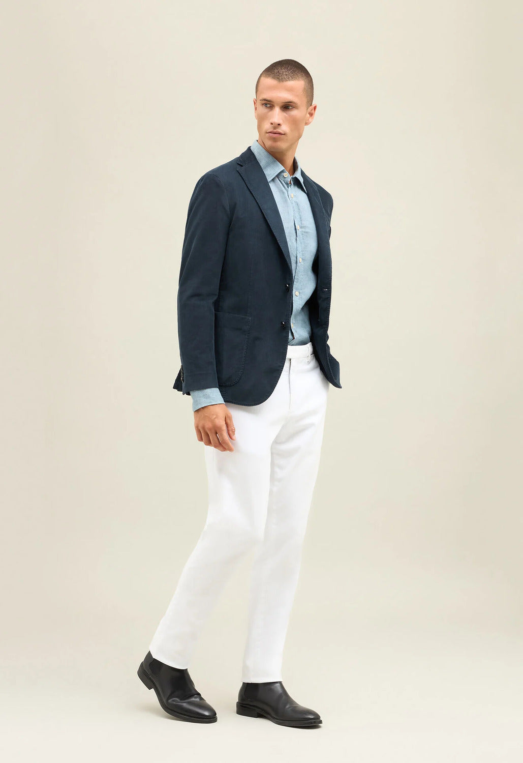 Boglioli K‑Jacket Corduroy – Marineblauw-87% katoen, 12% modal, 1% elasthaan-HEREN PAKKEN & COLBERTS-Blauw