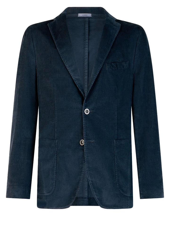 Boglioli K‑Jacket Corduroy – Marineblauw-87% katoen, 12% modal, 1% elasthaan-HEREN PAKKEN & COLBERTS-Blauw