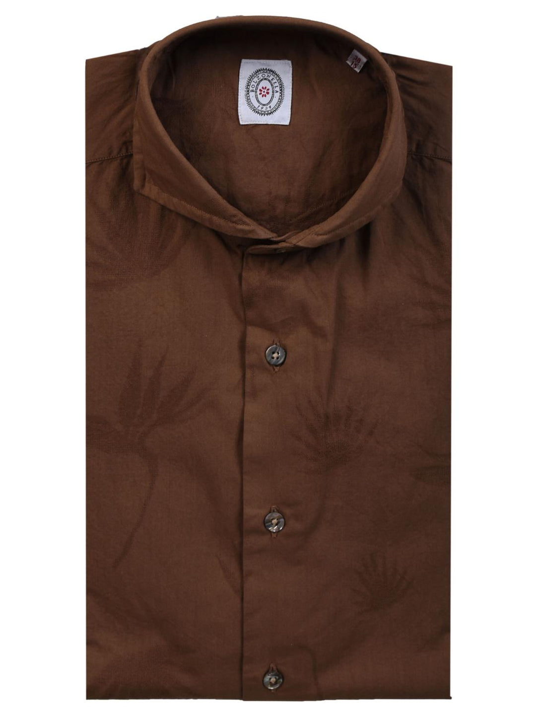 Bolzonella overhemd-100% katoen-HEREN SHIRTS-Bruin