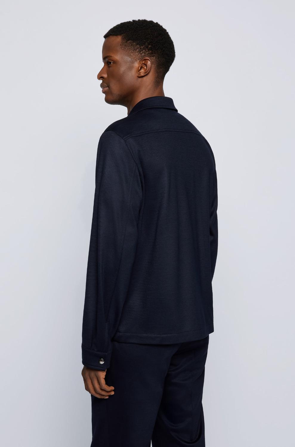 BOSS C-Carper-J-Coach-221-45% polyacryl, 45% wol, 10% polyester-HEREN SHIRTS-Blauw