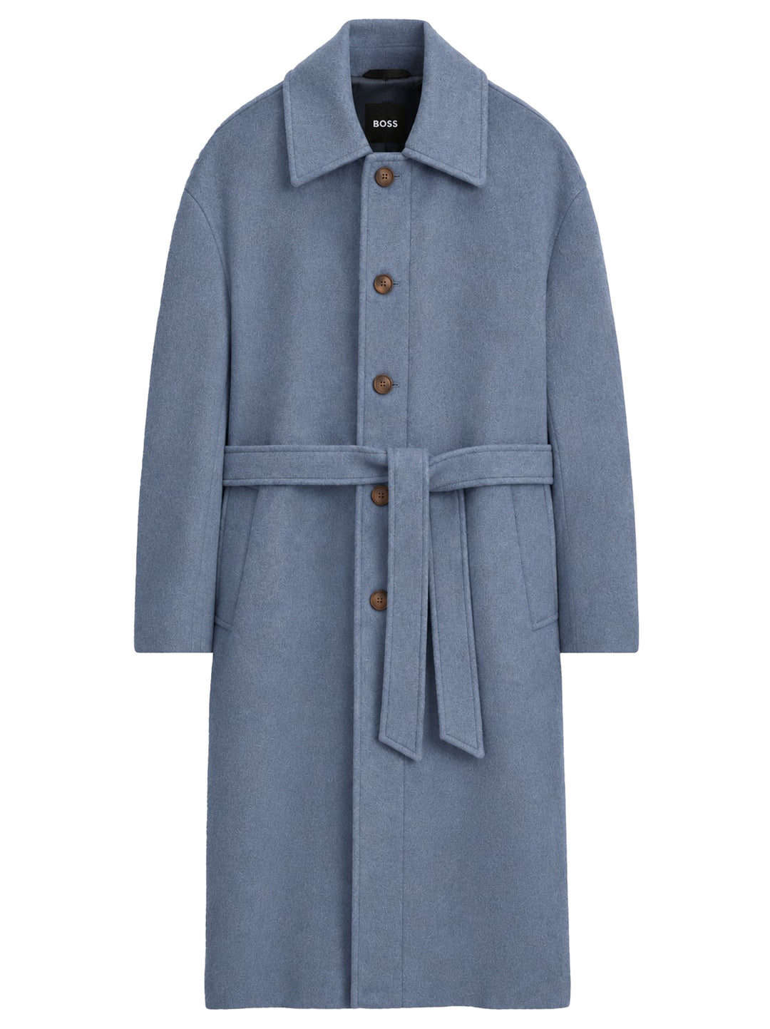 BOSS C-Colin-BLT-264 Wollen Mantel – Blauw-100% wol-HEREN JASSEN & JACKS-Blauw