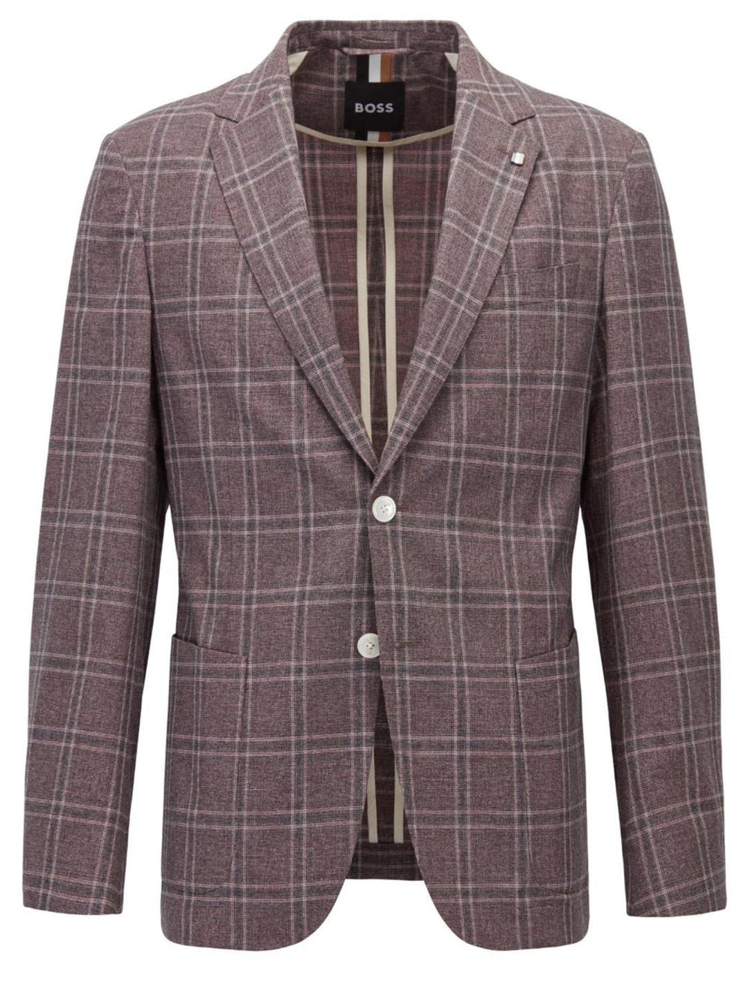 BOSS C-HANRY-222 colbert-75% wol, 21% katoen, 2% elasthaan, 2% zijde-HEREN PAKKEN & COLBERTS-Bruin