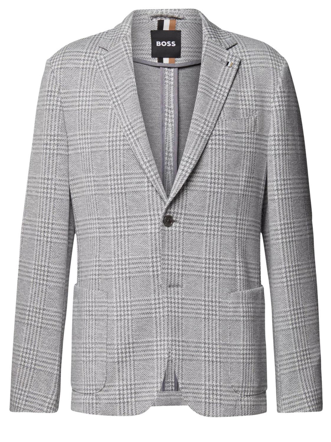 BOSS C-HANRY-J colbert-56% polyester, 43% katoen, 1% elasthaan-HEREN PAKKEN & COLBERTS-Grijs