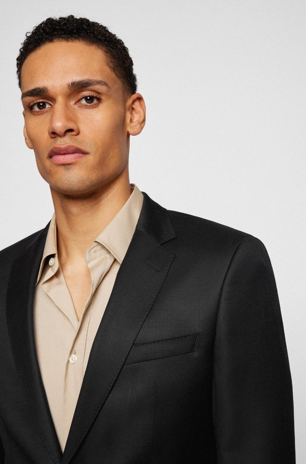 BOSS colbert H-HUGE-B1-100% wol-HEREN PAKKEN & COLBERTS-Zwart