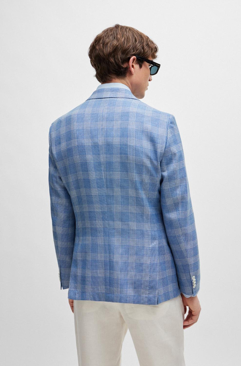 BOSS colbert H HUTSON slimfit-40% wol, 30% katoen, 30% viskose-HEREN PAKKEN & COLBERTS-Blauw