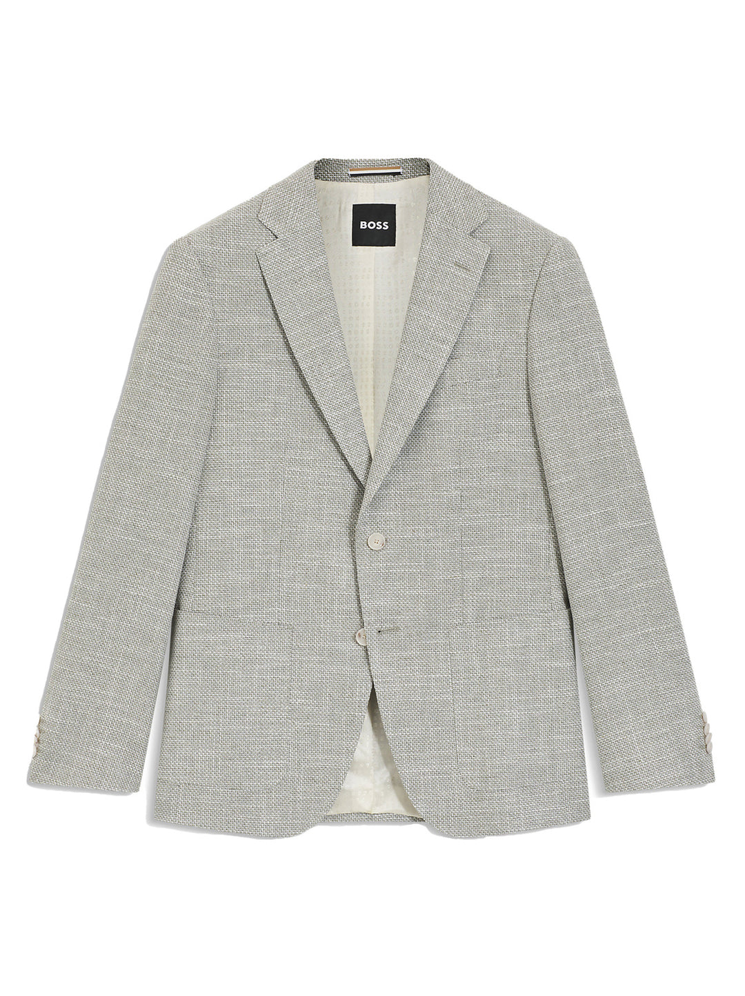 BOSS Colbert Regular‑Fit – Groen-66% katoen, 20% viscose, 12% linnen, 2% elastaan-HEREN PAKKEN & COLBERTS-Groen