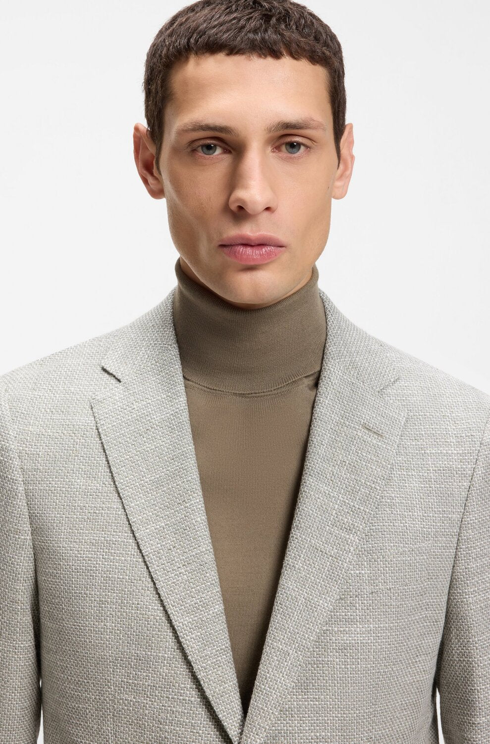 BOSS Colbert Regular‑Fit – Groen-66% katoen, 20% viscose, 12% linnen, 2% elastaan-HEREN PAKKEN & COLBERTS-Groen