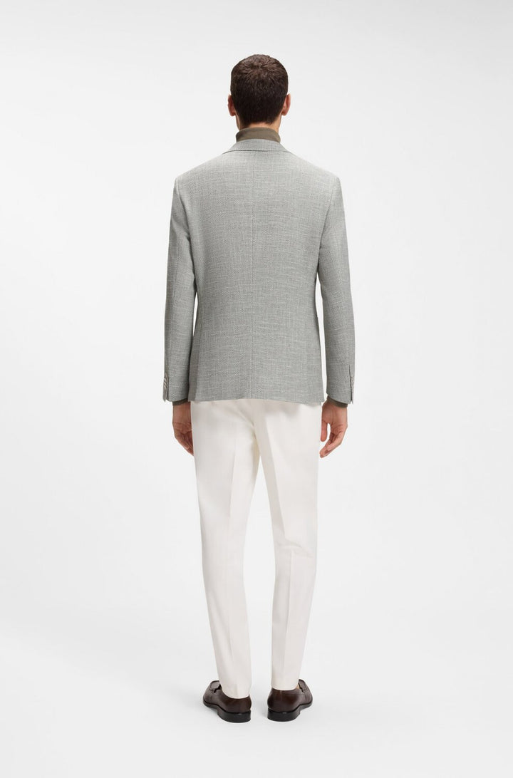 BOSS Colbert Regular‑Fit – Groen-66% katoen, 20% viscose, 12% linnen, 2% elastaan-HEREN PAKKEN & COLBERTS-Groen