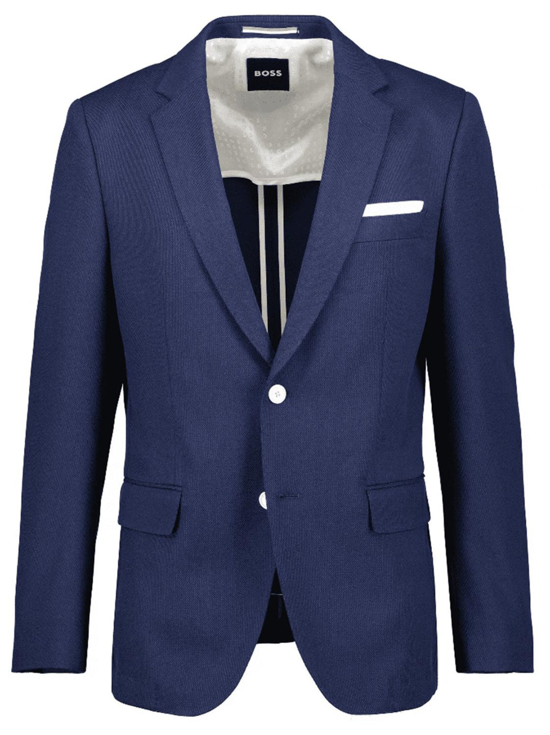 BOSS colbert slim fit HUTSON-68% wol, 28% katoen, 4% elasthaan-HEREN PAKKEN & COLBERTS-Blauw